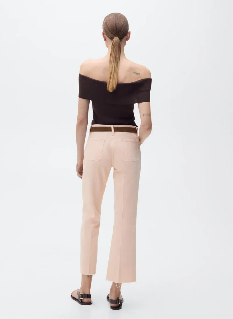 مانجو جينز قصير بقصة واسعة مع جيوب